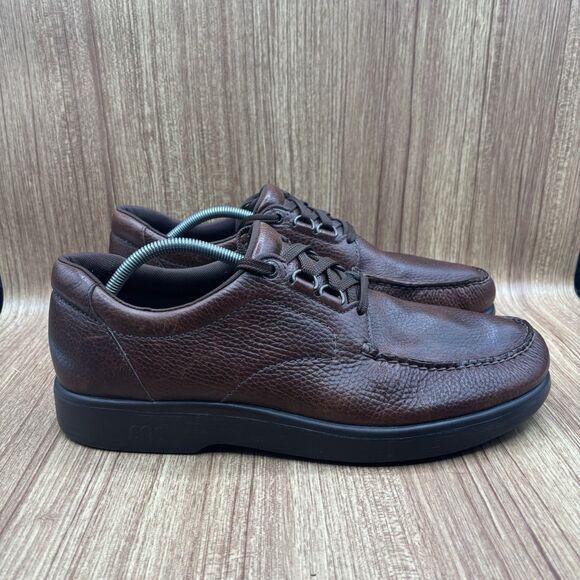 SAS Bout Time Lace up Loafer pebbled leather Mens size 14 Brown Sneakers Shoes